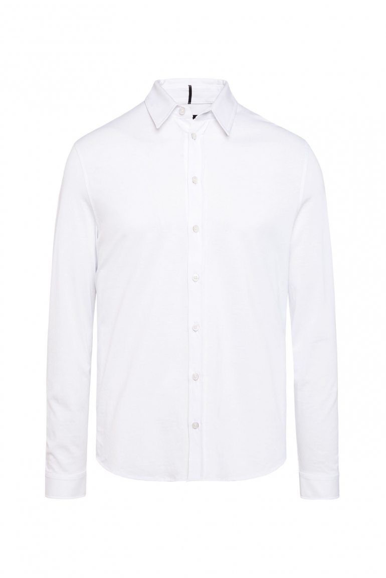 Langarmhemd aus Baumwoll-Jersey Slim Fit opticwhite