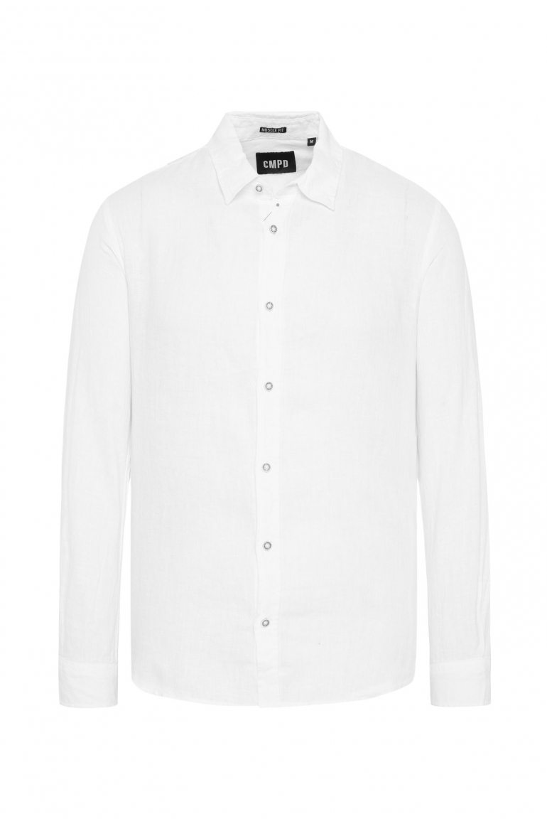 Langarmhemd aus Leinen opticwhite