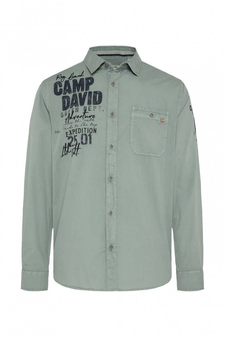 Langarmhemd mit Logo-Stickereien teal