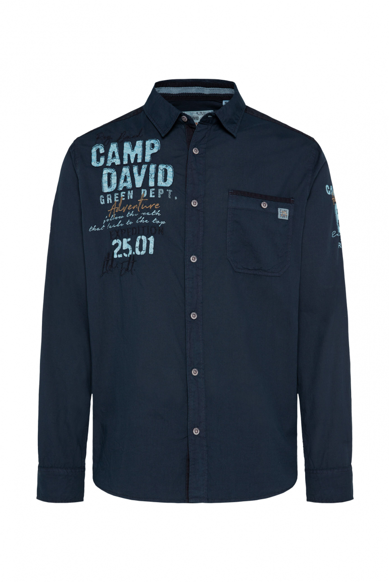 Langarmhemd mit Logo-Stickereien blue navy