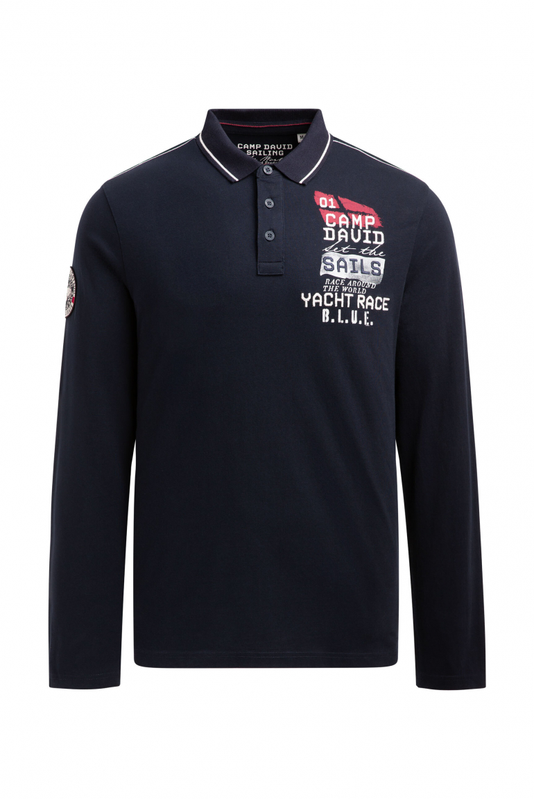 Langarmpolo mit Rücken-Artwork blue navy