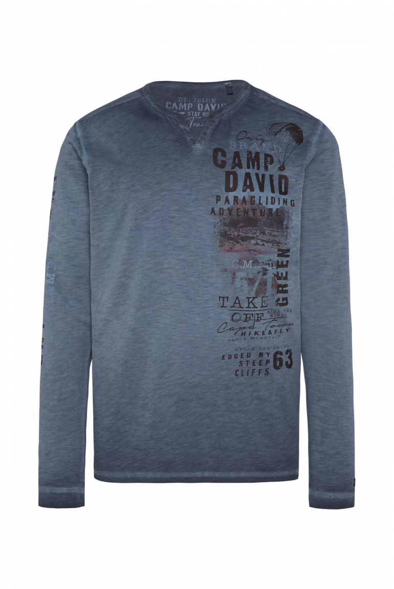 Langarmshirt mit Twill-Patches und Artworks blue navy