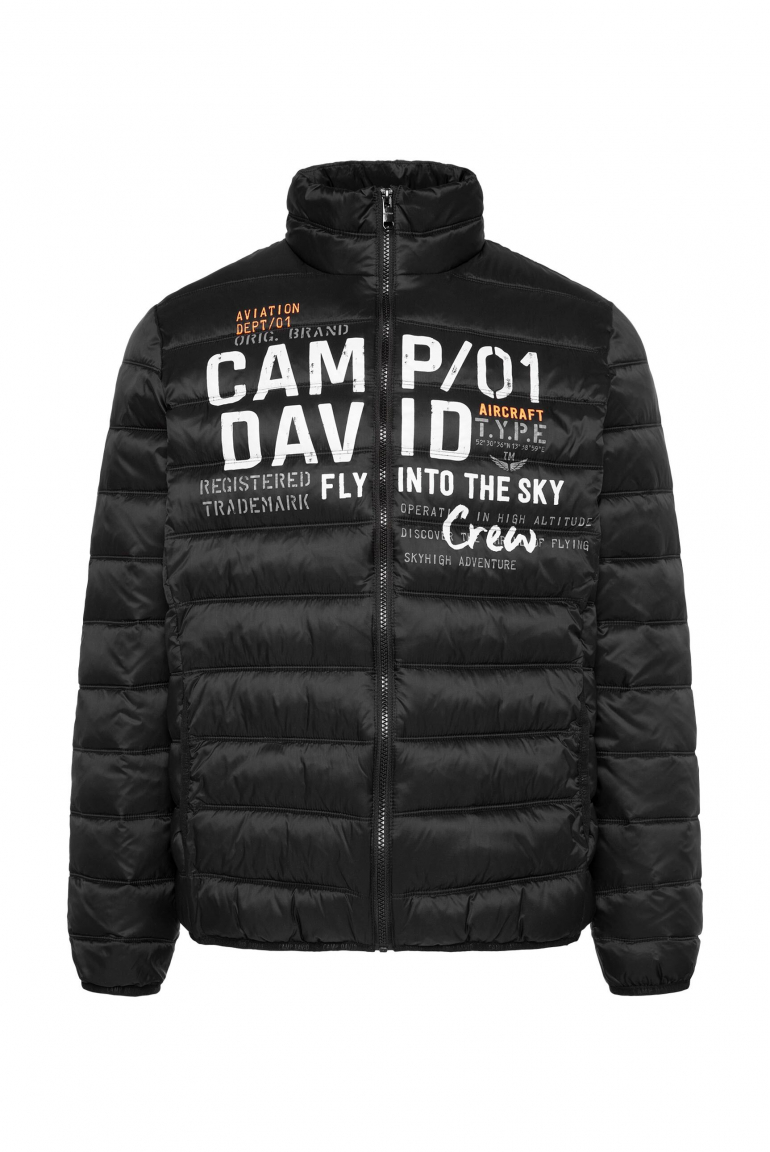 Leichte Steppjacke mit Logo Print black