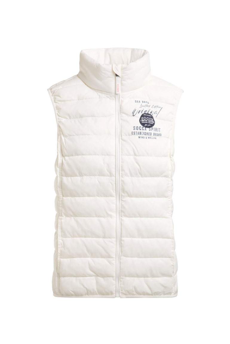 Leichte Steppweste mit Prints und Patch ivory