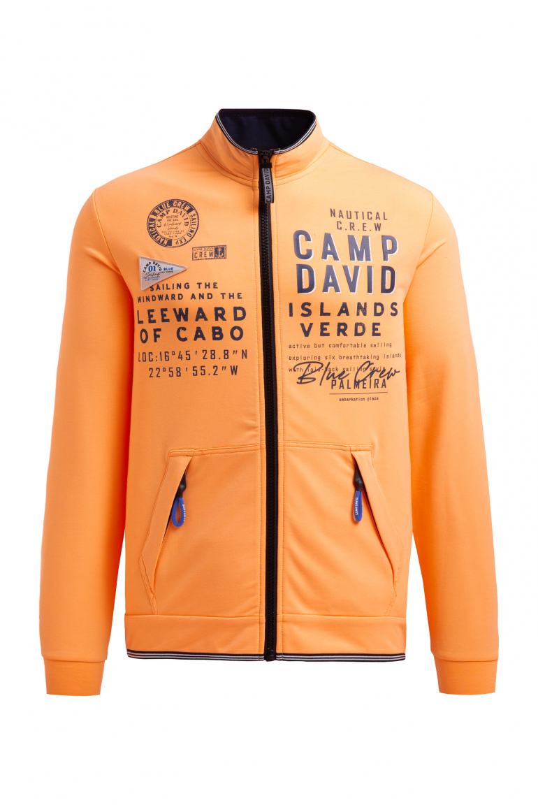 Leichte Sweatjacke mit Label Prints sunrise neon