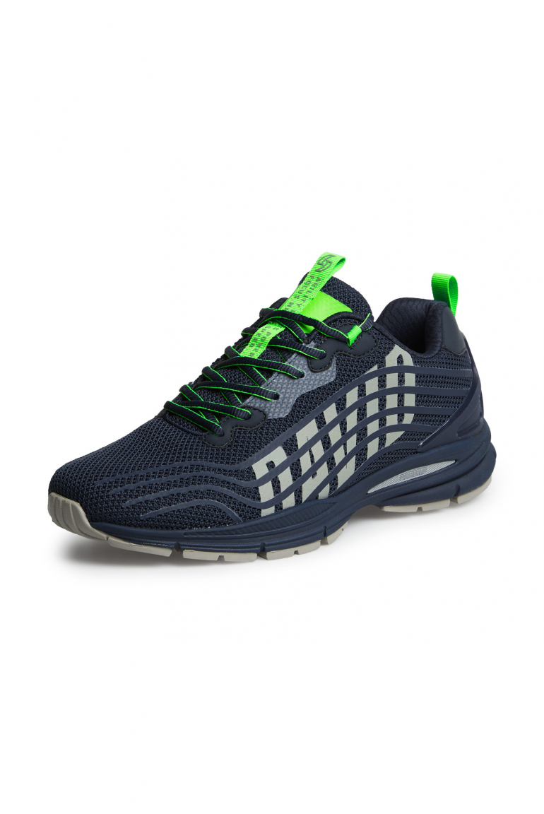 Leichter Sneaker im Knit-Design mit Rubber Artwork blue navy