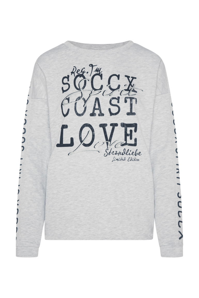 Leichtes Sweatshirt mit Logo-Tape light grey melange