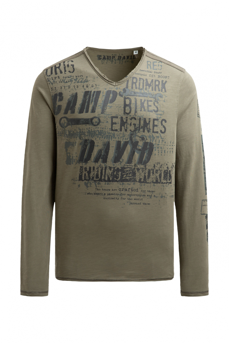 Longsleeve im Vintage Look mit Used Prints vintage khaki