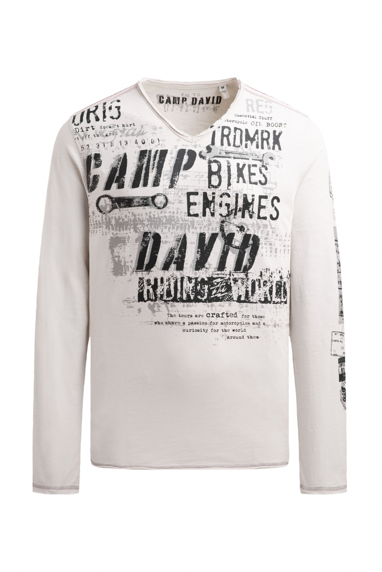 Longsleeve im Vintage Look mit Used Prints ash