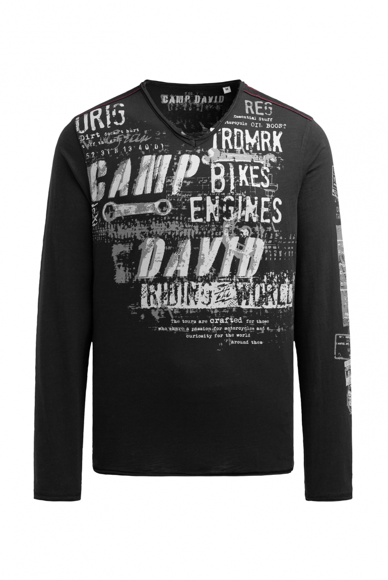 Longsleeve im Vintage Look mit Used Prints black