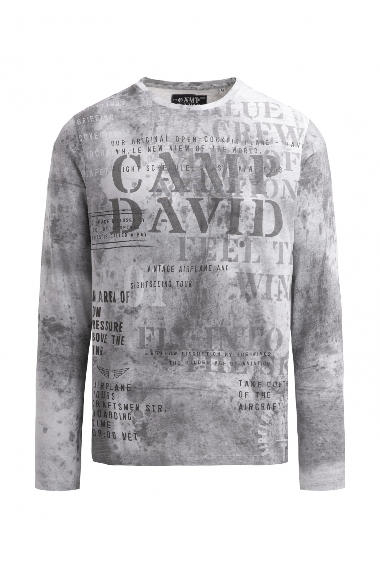 Longsleeve mit All Over Print storm grey