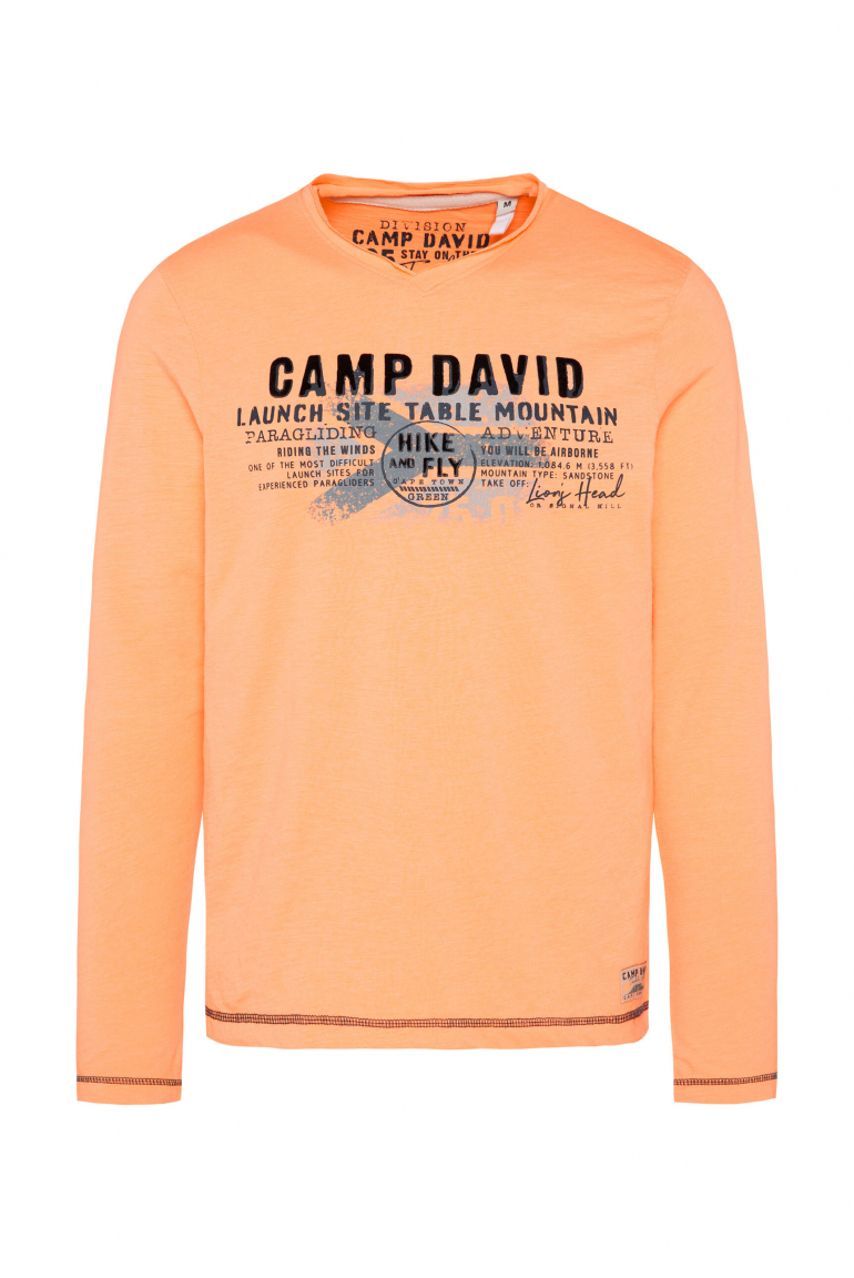 Longsleeve mit Flockprint sunrise orange