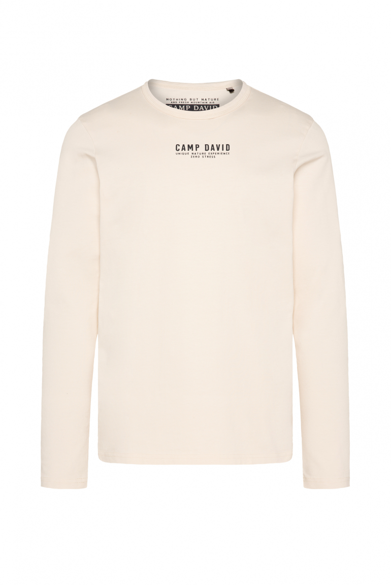 Longsleeve mit Logo Print ecru