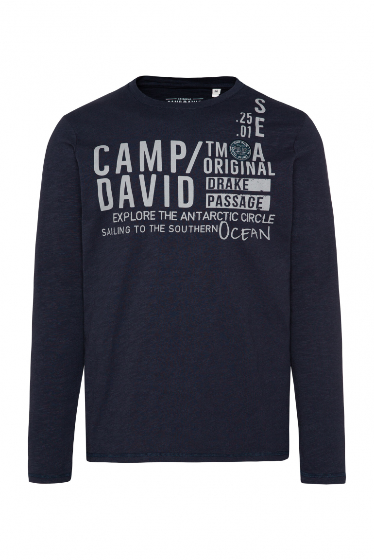 Longsleeve mit Logo Print und Patch nautic navy