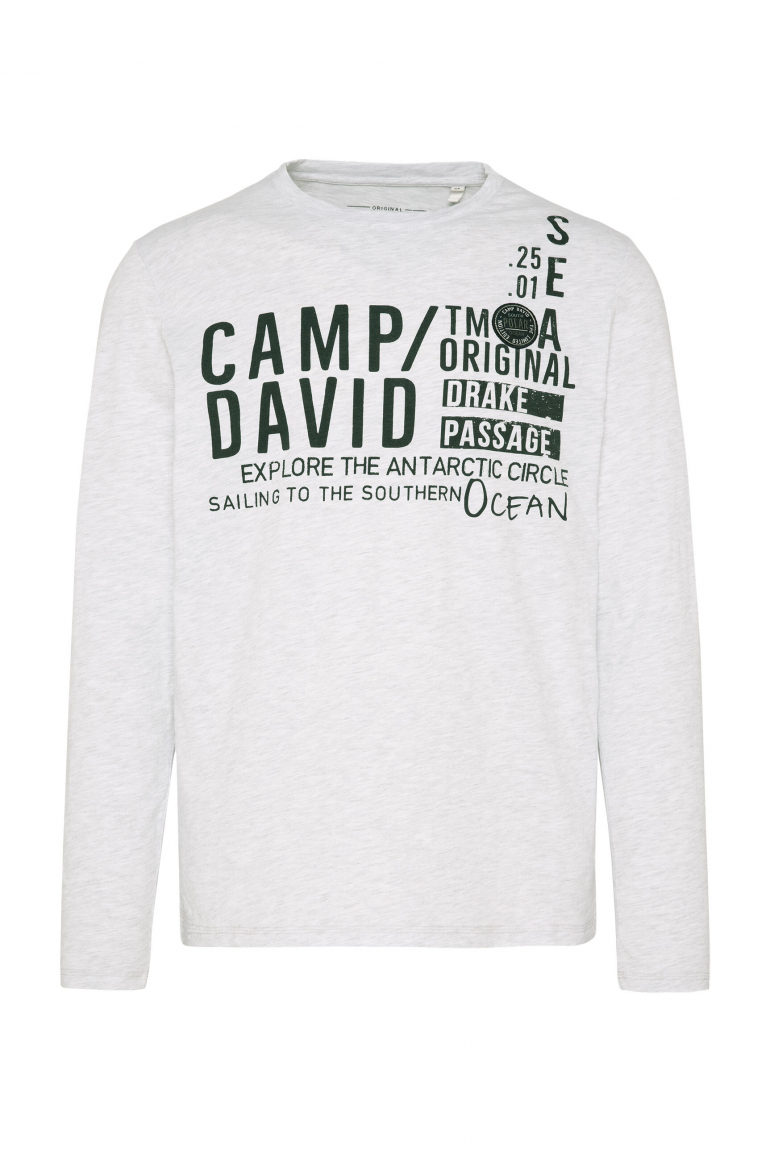 Longsleeve mit Logo Print und Patch light grey melange