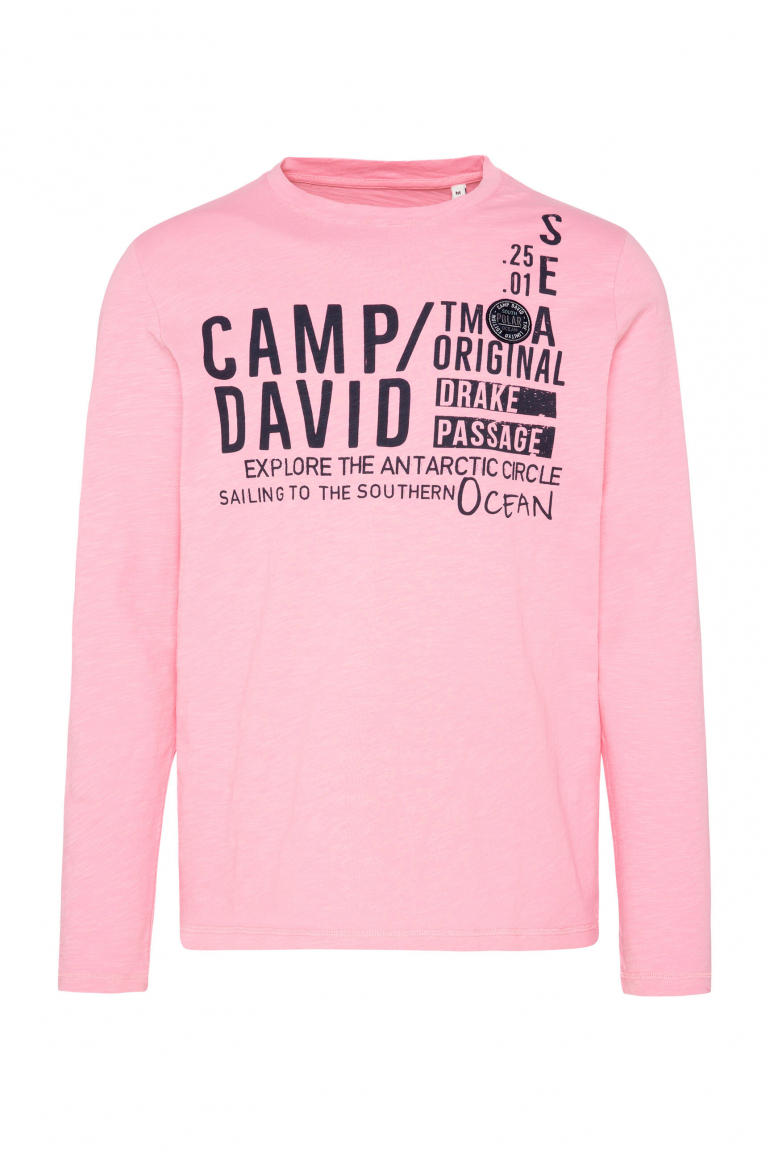 Longsleeve mit Logo Print und Patch faded pink