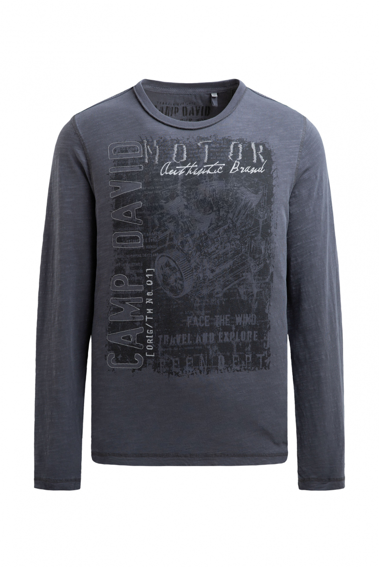 Longsleeve mit Tape und Photoprint blue shades