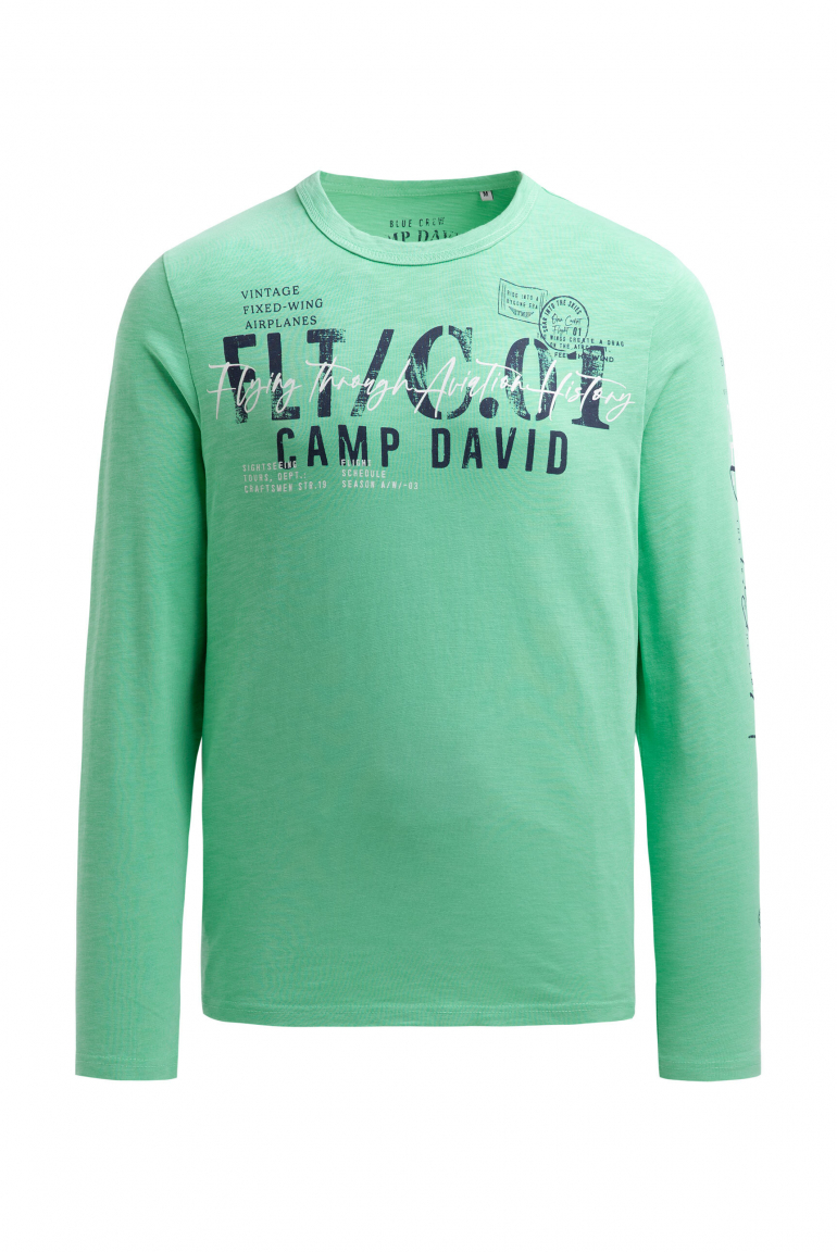 Longsleeve mit Used Prints flight green