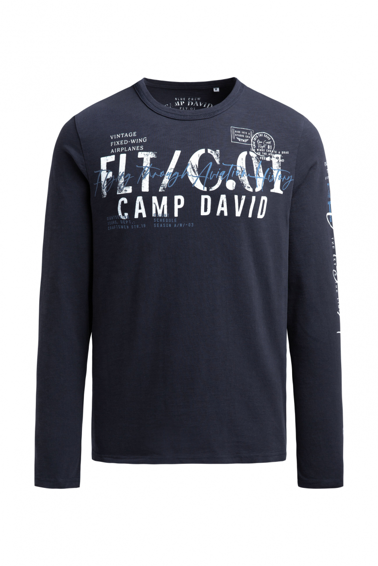Longsleeve mit Used Prints blue navy