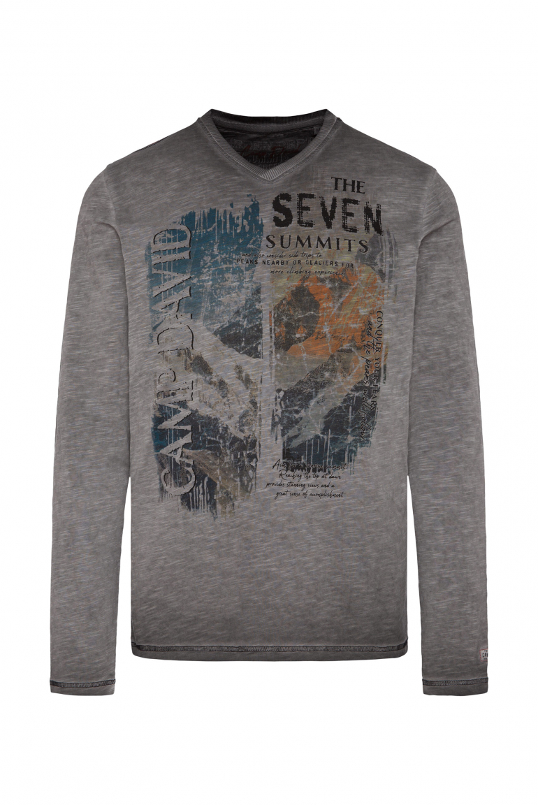 Longsleeve mit V-Neck und Photoprint black