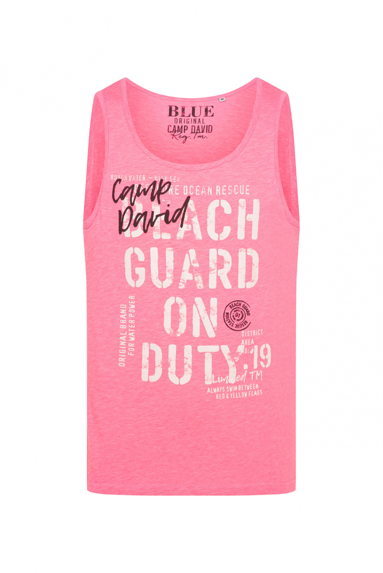 Muskelshirt aus Flammgarn mit Label Print neon pink