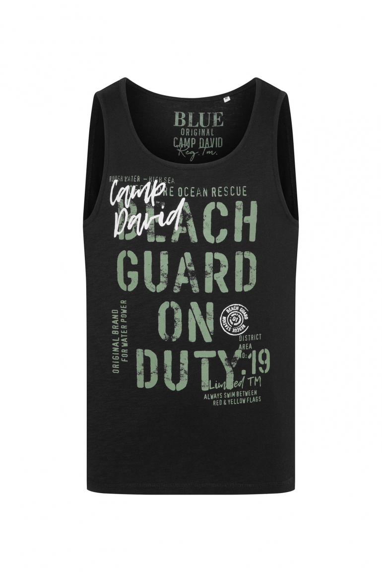 Muskelshirt aus Flammgarn mit Label Print black