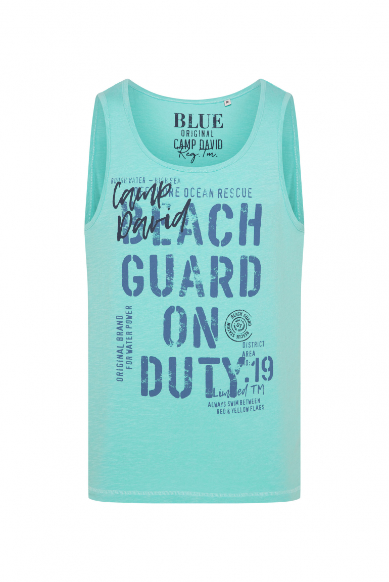 Muskelshirt aus Flammgarn mit Label Print flash aqua