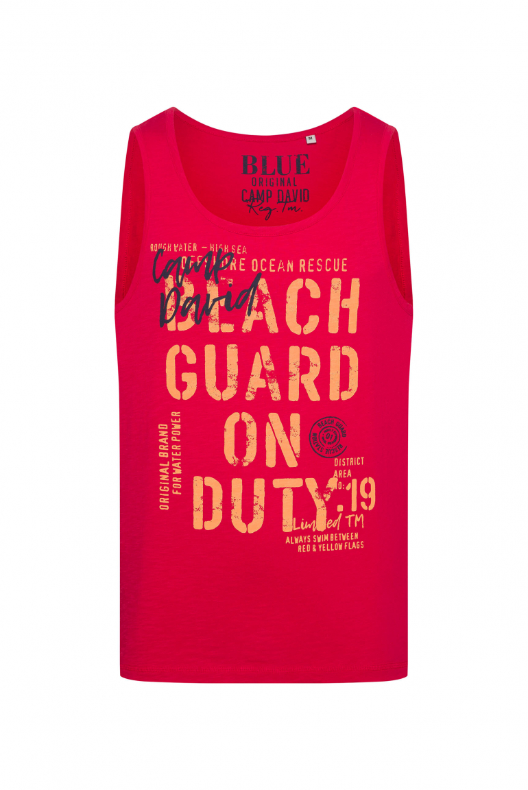 Muskelshirt aus Flammgarn mit Label Print speed red