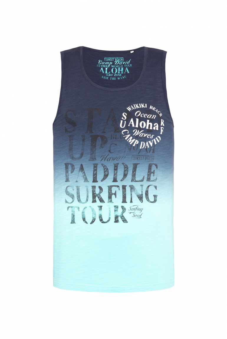 Muskelshirt mit Dip-Dye-Effekt und Prints blue navy