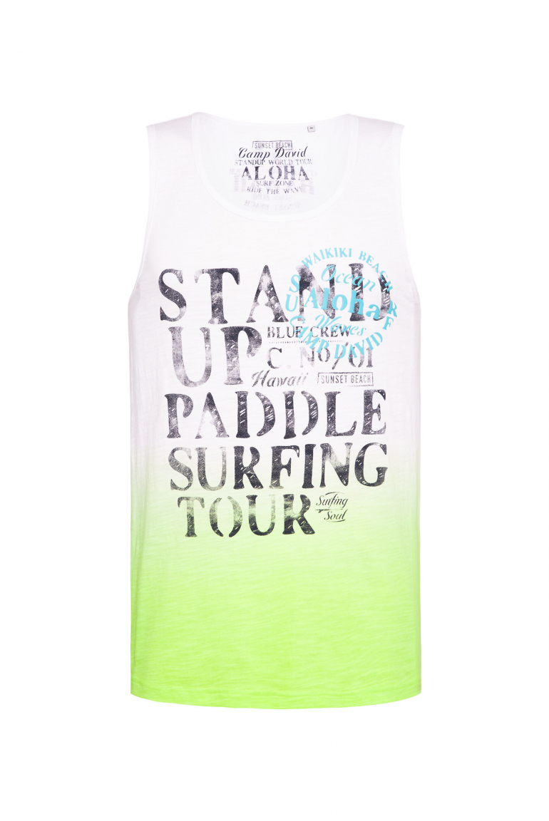 Muskelshirt mit Dip-Dye-Effekt und Prints neon lime