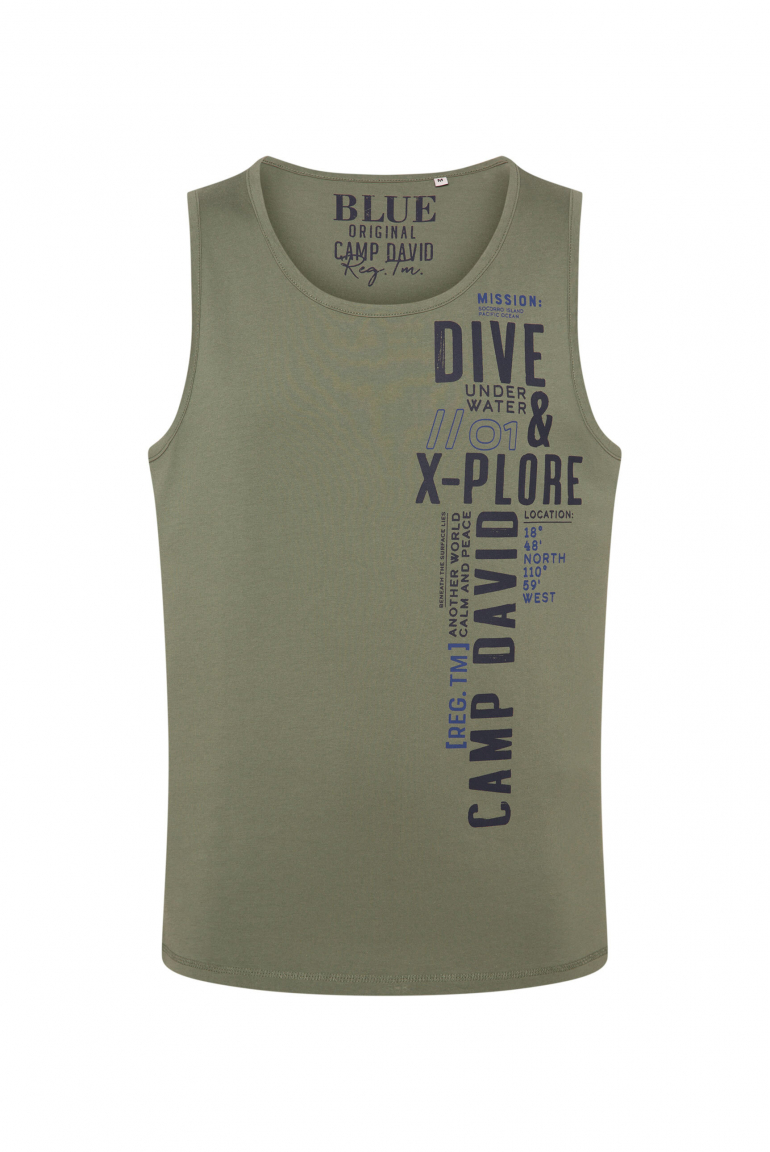 Muskelshirt mit Label Print green olive