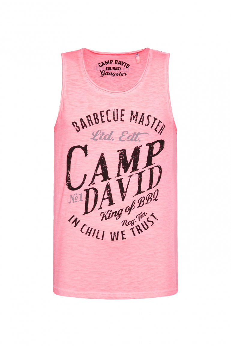 Muskelshirt mit Label Print im Used Look neon punch