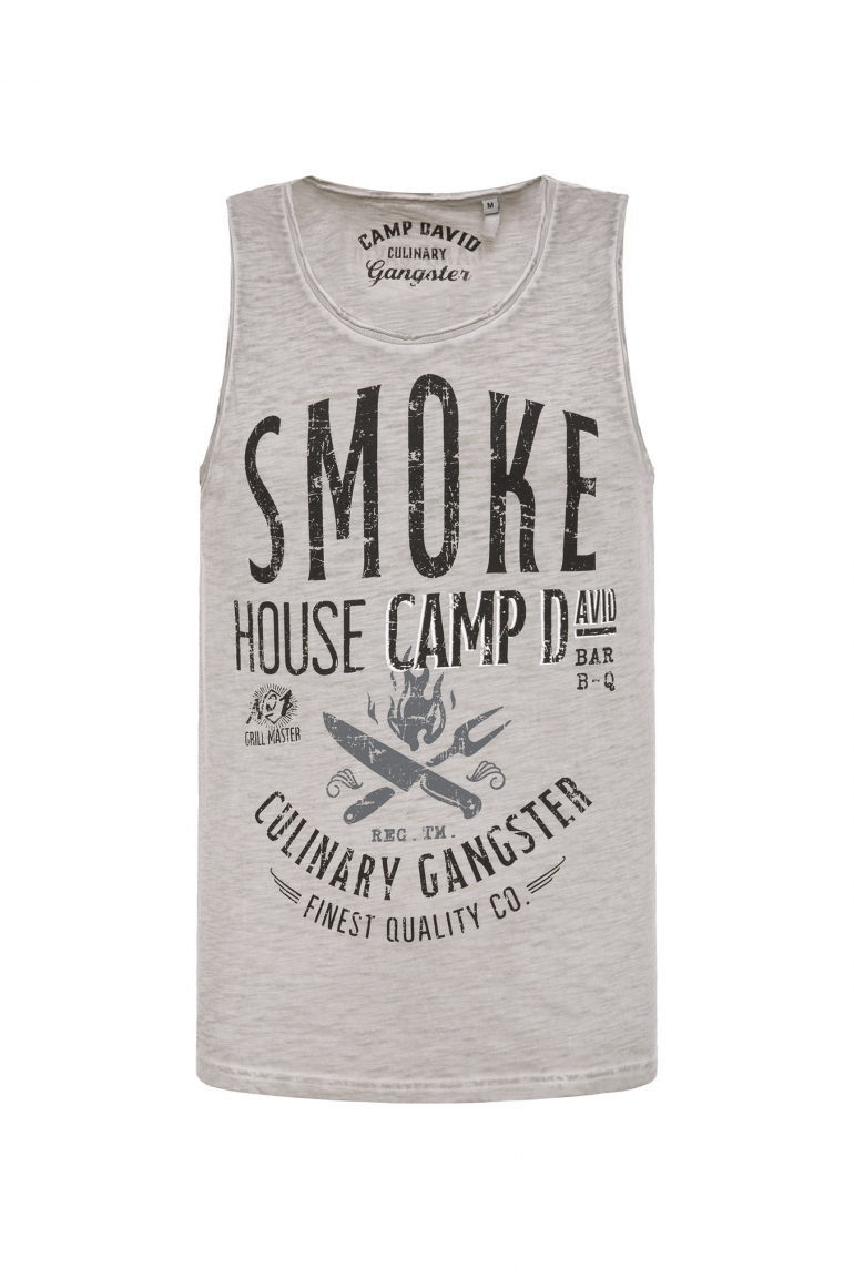 Muskelshirt mit Label Print im Used Look polo grey