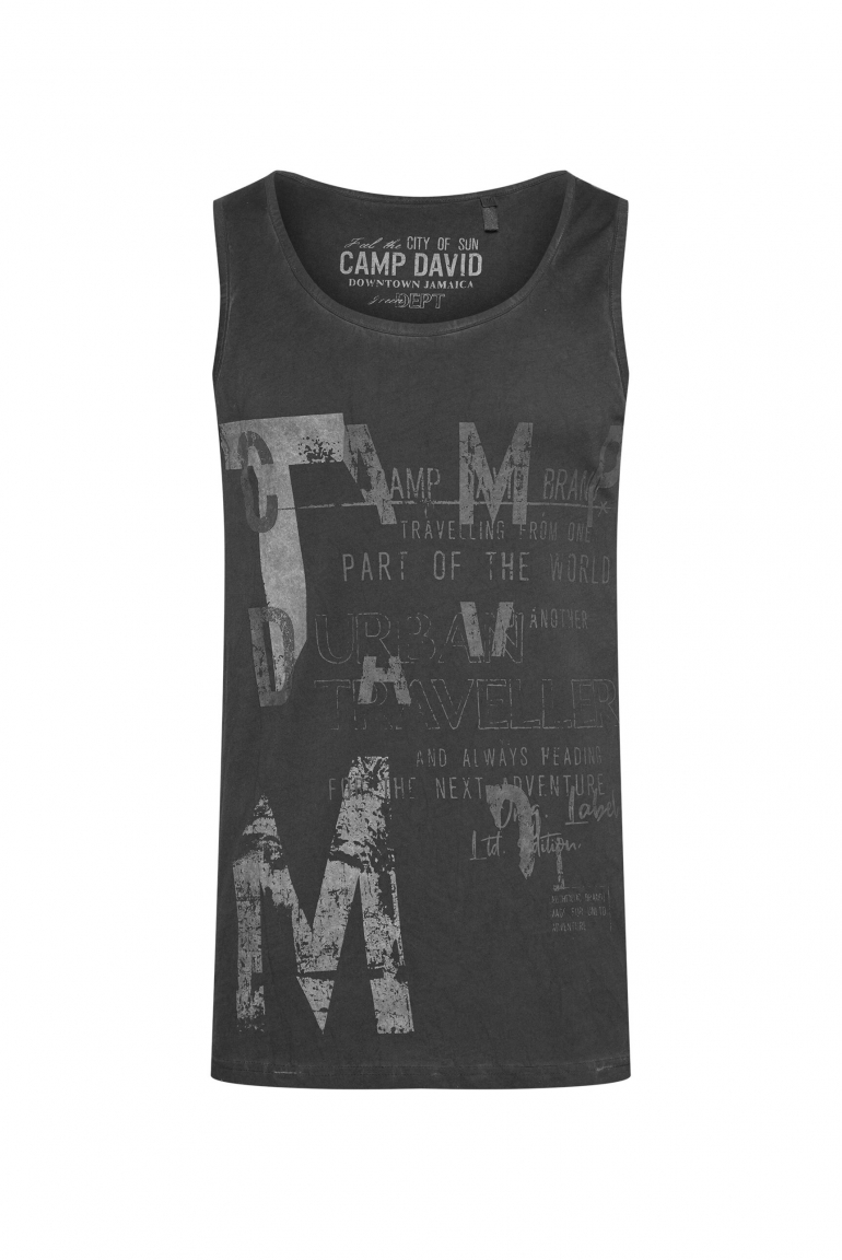 Muskelshirt mit Print im Used Look black
