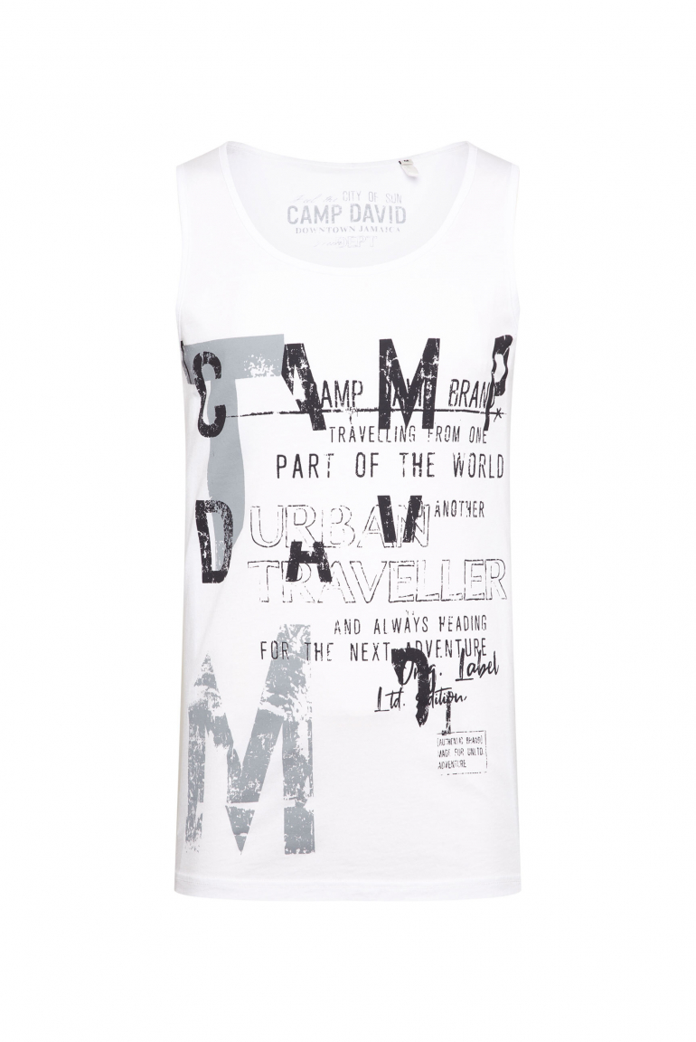 Muskelshirt mit Print im Used Look opticwhite