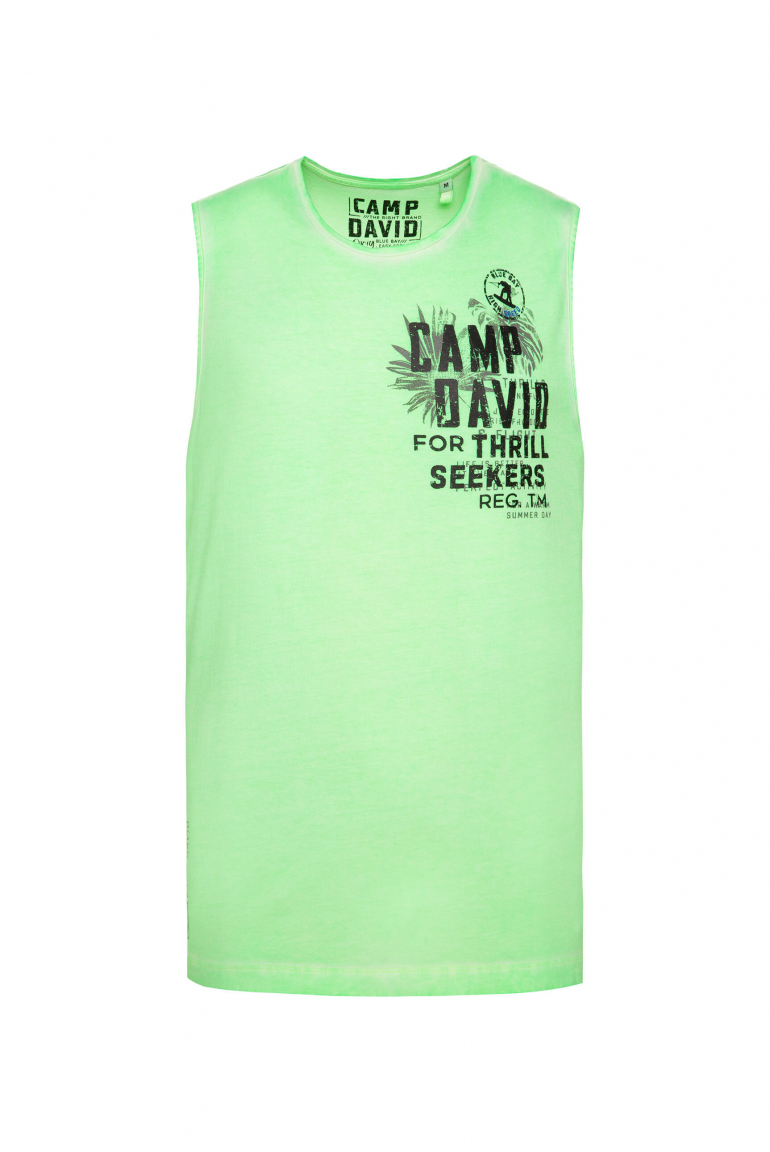 Muskelshirt Oil Dyed mit Label Prints neon green