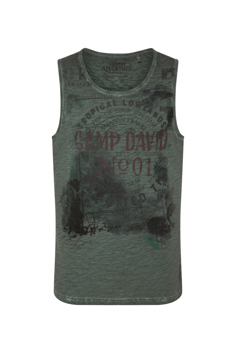 Muskelshirt Oil Dyed mit Photoprint green shadow