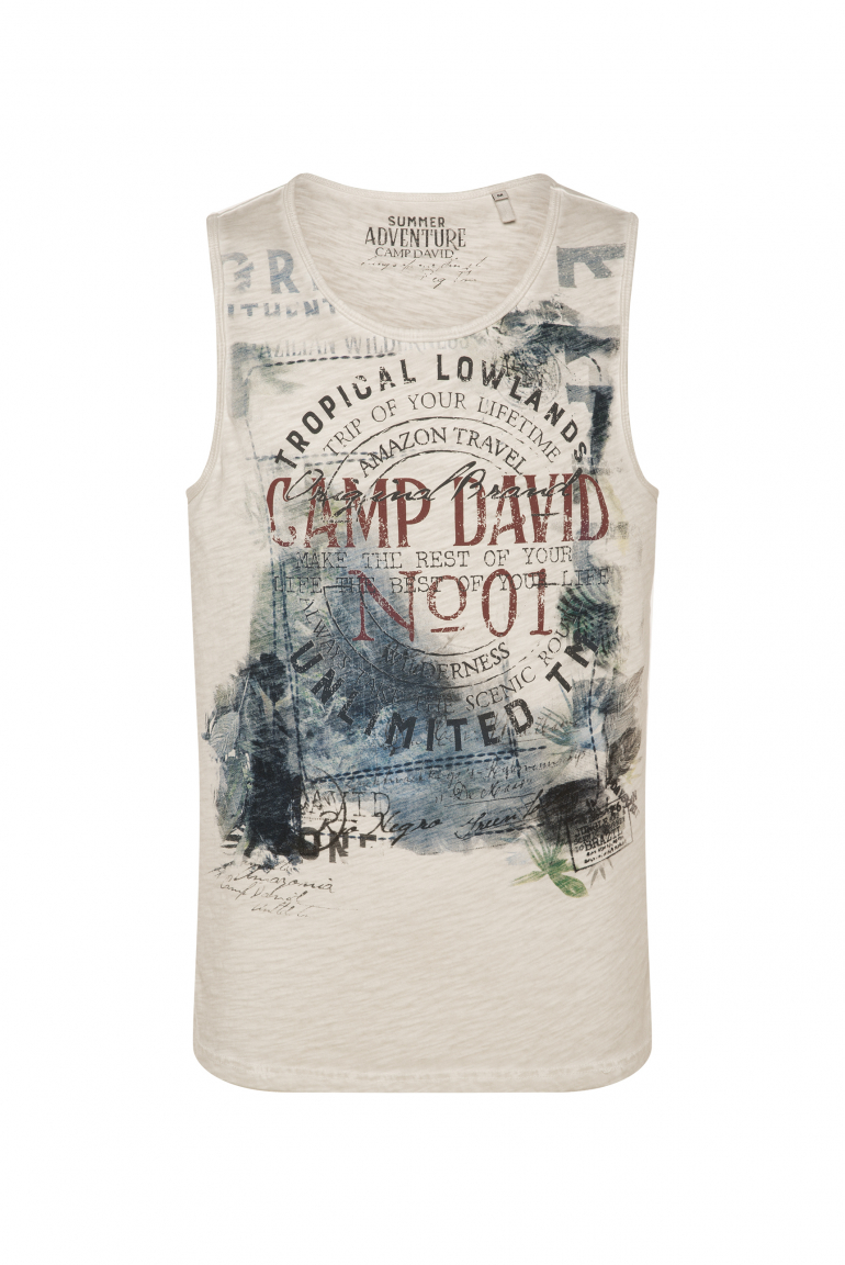 Muskelshirt Oil Dyed mit Photoprint silvery