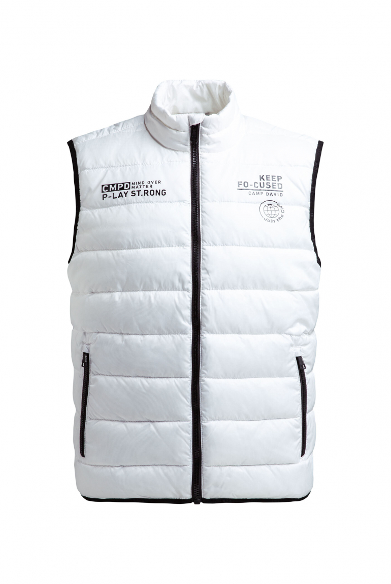 Outdoor-Weste im Materialmix mit Shiny Prints opticwhite