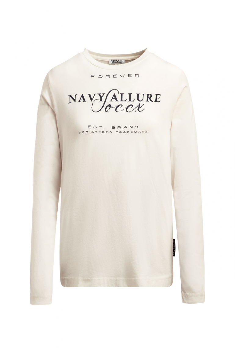 Oversized Longsleeve mit Label Print ivory