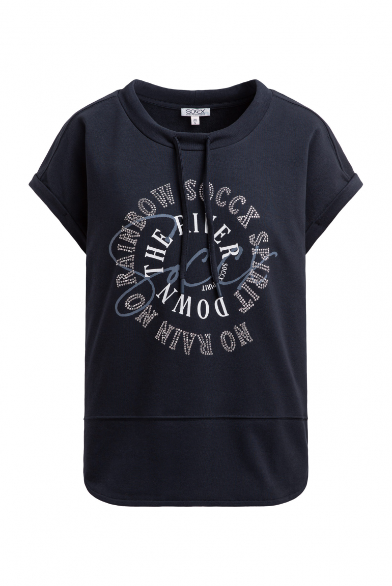 Oversized-Shirt mit Artwork aus Schmucksteinen blue navy
