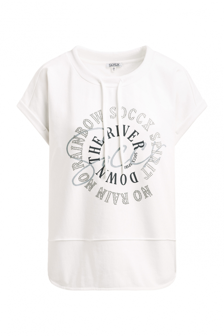 Oversized-Shirt mit Artwork aus Schmucksteinen ivory