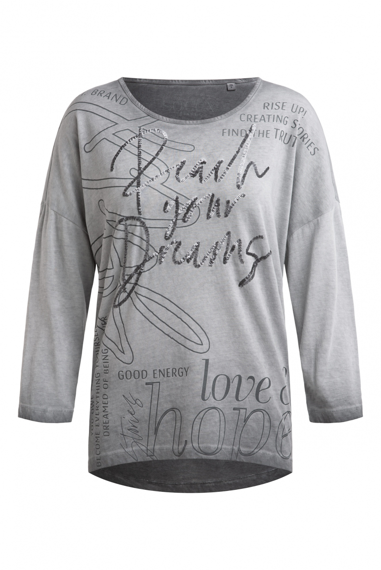 Oversized-Shirt Oil Dyed mit Artwork lunar grey