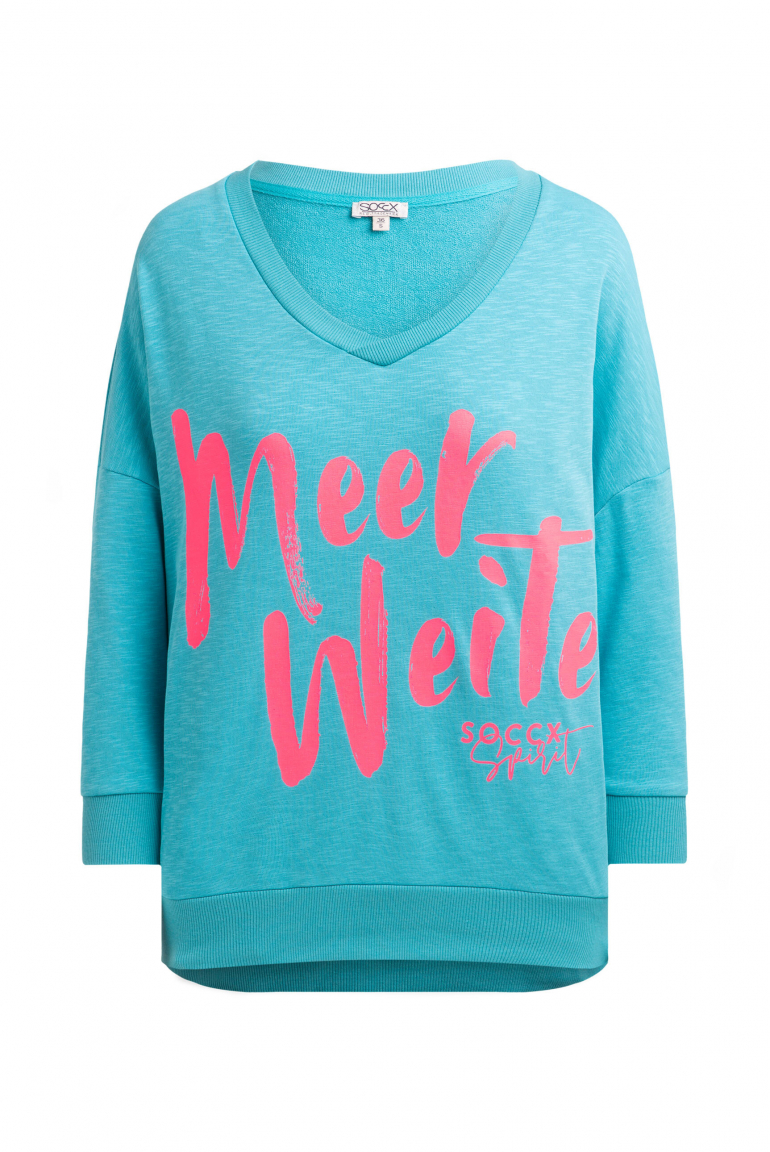 Oversized Sweatshirt mit V-Ausschnitt und Print ocean flash