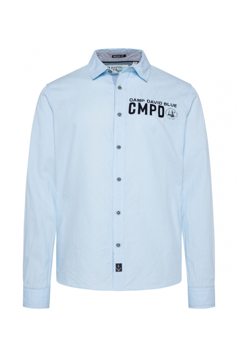 Oxford-Langarmhemd mit Logo-Stickereien summer blue