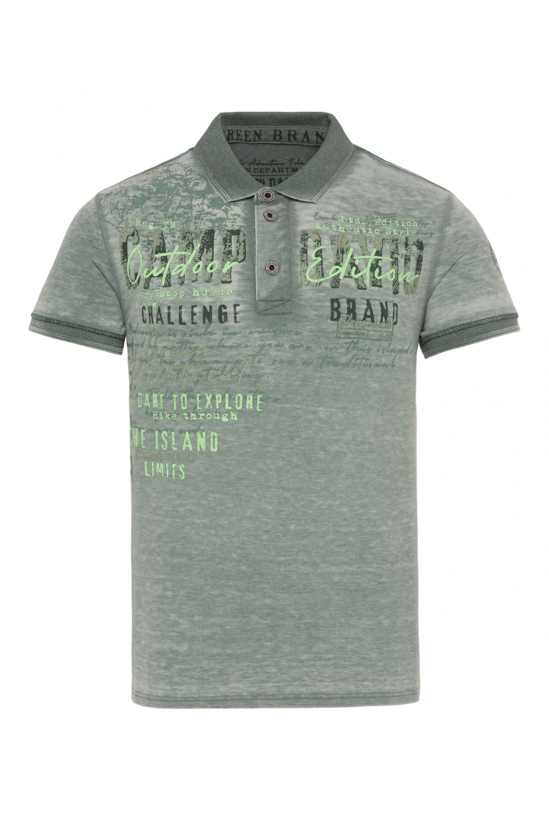 Pikee-Polo im Used Look mit Logo Artworks evergreen