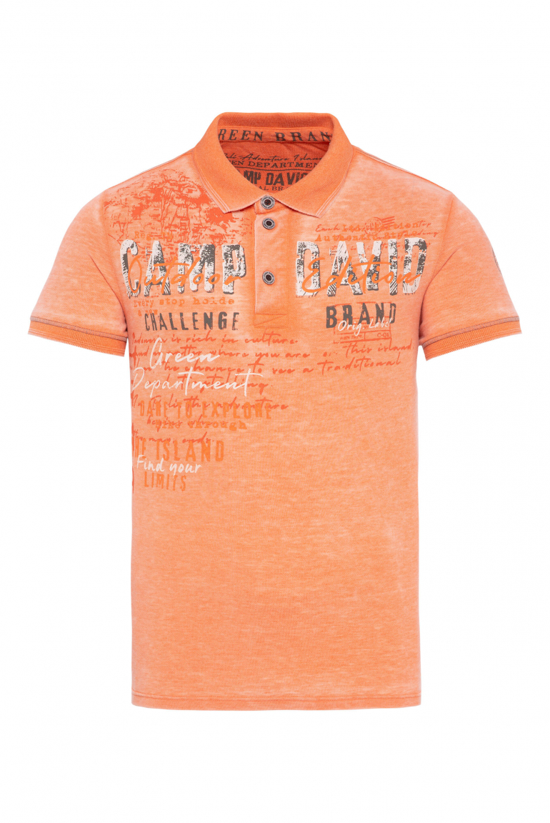 Pikee-Polo im Used Look mit Logo Artworks sunstone