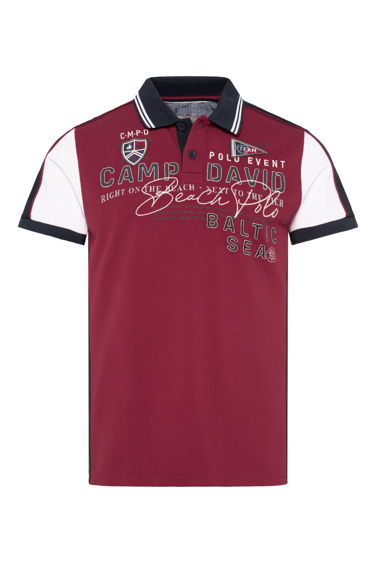 Pikee-Polo mit Color-Blocking und Artwork burgundy