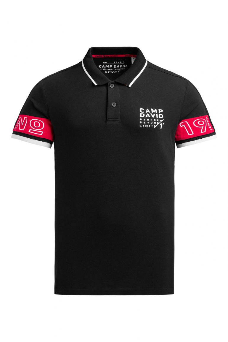 Pikee-Polo mit Colour-Blocking black