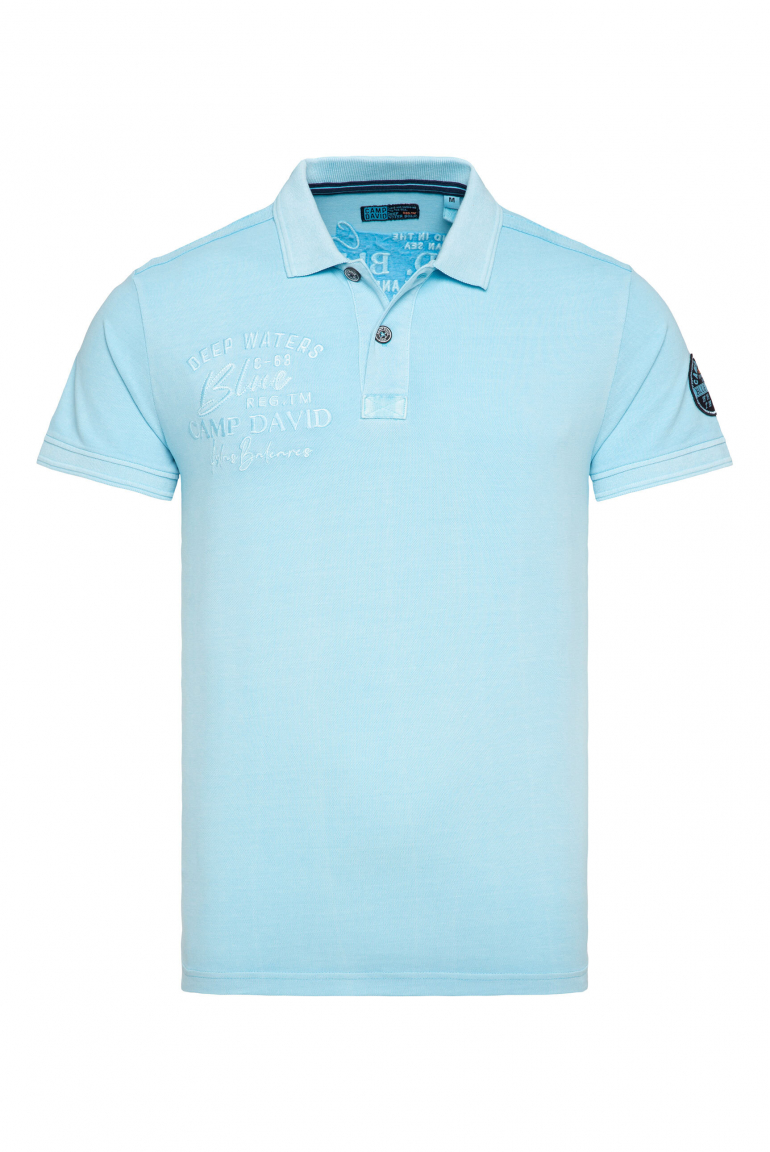 Pikee-Polo mit Logo-Stickereien fresh aqua